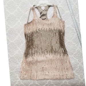 PARKER ombre neutrals racerback sequin dress